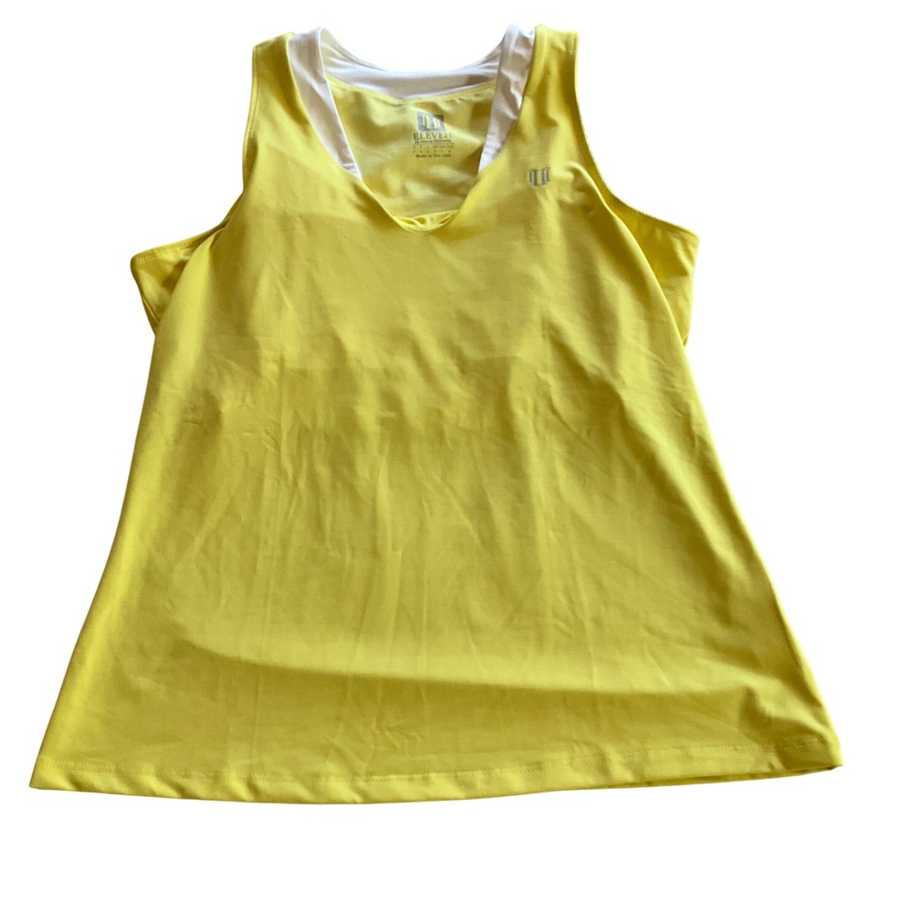 EleVen by Venus‎ Williams Tank Top Womens L Yellow Athletic Tennis Built-In Bra